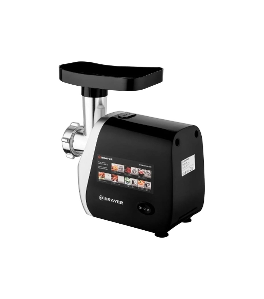 Мясорубка электрическая BRAYER BR1608 черный, 2000 Вт, 2.0 кг/мин, реверс, насадки - 8