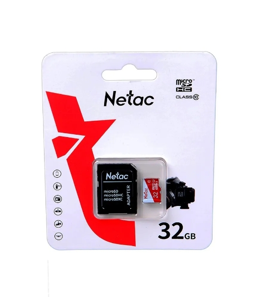 Флеш карта Netac P500 ECO 32Gb MicroSDHC C10 up to 80Mb/s, retail pack with SD Adapter