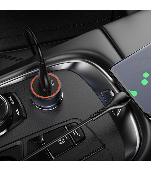 Автомобильная зарядка HOCO Z46 Blue shield, 1xUSB, 18W, серый металлик