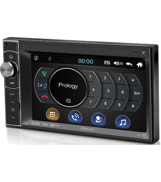 Автомагнитола Prology MPV-120, 2 DIN, 6.2', Bluetooth, USB Type-A, AUX, пульт ДУ