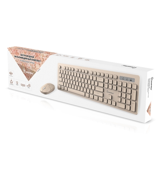 Комплект клавиатура+мышь Smartbuy 105AG беспроводной, USB, 1200 DPI, кремовый