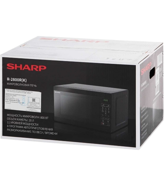 Микроволновая печь Sharp R-2800RK черный, 20 л, 800 Вт, переключатели - сенсор