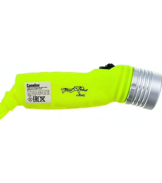 Фонарь Camelion LED51534, желт, LED 3W SEOUL глуб 30м, 4xLR6, дайв, пласт+алюм., блистер 13360