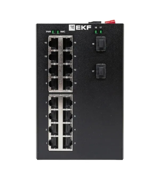 Коммутатор EKF TSX-U-2GX/SFP-16GT, 16×1 Гбит/с + 2×1 Гбит/с SFP, неуправляемый
