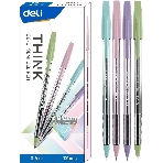 Набор ручек шариковых Deli Think EQ8-C ассорти/прозрачный, d=0.5мм, синие чернила (12шт), фото 1
