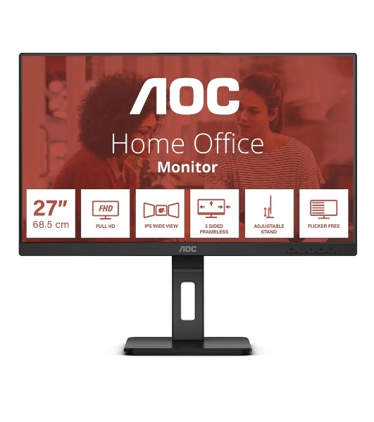 Монитор 24' AOC 24E3QAF, IPS 1920x1080, 75 Гц, 4 мс, 16:9, 300 кд/м², 1xHDMI, 1xDP, 1xVGA, 2xUSB-A 3.2, 2x3 Вт, черный