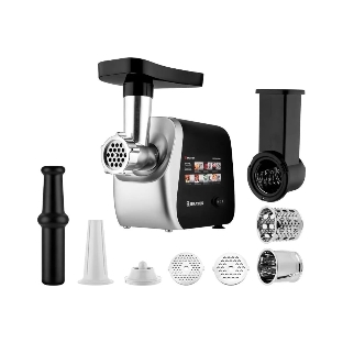 Мясорубка электрическая BRAYER BR1608 черный, 2000 Вт, 2.0 кг/мин, реверс, насадки - 8
