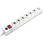 Удлинитель с сетевым фильтром Buro 6х5 м с заземл. 10А IP20 BU-SP5 USB 2A-W CCA белый, фото 1