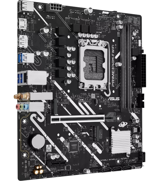 Материнская плата ASUS PRIME B760M-F WIFI, LGA 1700, Intel B760, 2xDDR5, 4xSATA, 2xM.2, 1xPCIe 5.0 x16, 1xPCIe 3.0 x1, 1xHDMI, 1xDP, 1x1Gb LAN, Wi-Fi 6, Bluetooth 5.3, 4xUSB-A 5Gbps, 2xUSB-A 2.0, 3x3.5 мм, 7.1, mATX