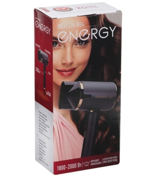 Фен Energy EN-884 черный, 2000 Вт, ионизация