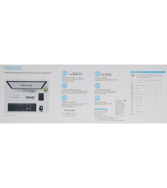 Клавиатура беспроводная A4Tech Fstyler FBX50C, USB, Bluetooth/Радиоканал, серый
