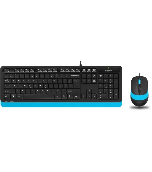 Комплект клавиатура+мышь A4Tech FStyler F1010 проводной, USB, 1600 DPI, чёрный/синий