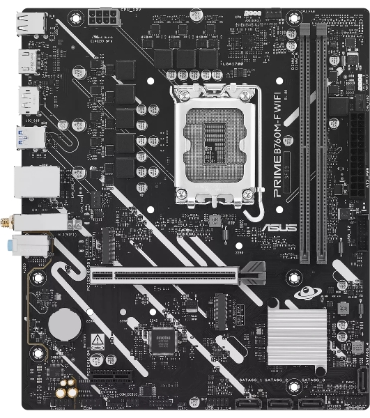 Материнская плата ASUS PRIME B760M-F WIFI, LGA 1700, Intel B760, 2xDDR5, 4xSATA, 2xM.2, 1xPCIe 5.0 x16, 1xPCIe 3.0 x1, 1xHDMI, 1xDP, 1x1Gb LAN, Wi-Fi 6, Bluetooth 5.3, 4xUSB-A 5Gbps, 2xUSB-A 2.0, 3x3.5 мм, 7.1, mATX