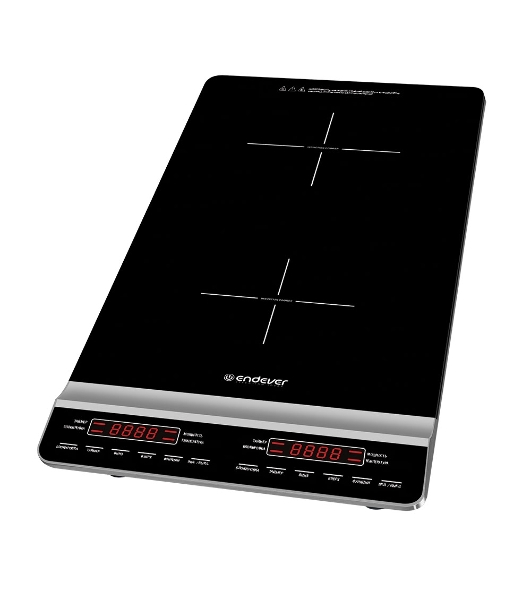 Плитка электрическая индукционного типа с двумя конфорками ENDEVER Skyline IP-67, черный, мощность 1800 Вт+1300 Вт, диаметр посуды 12-26 см, 2 шт/уп