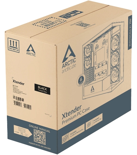 Корпус Arctic Xtender, Midi-Tower, чёрный, 3 x 140 мм, 2 x 120 мм