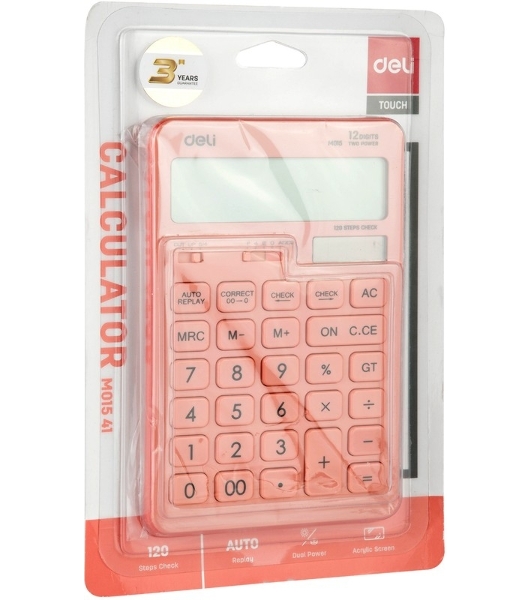 Калькулятор настольный Deli Touch EM01541 красный 12-разр.