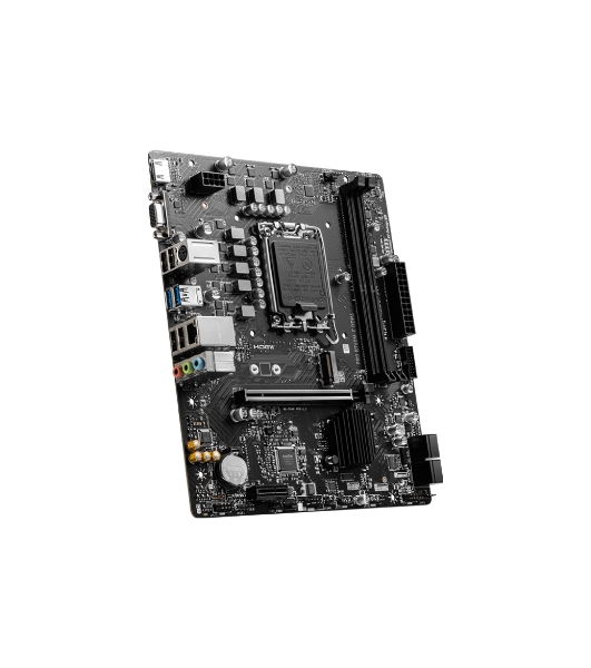 Материнская плата MSI PRO B760M-E DDR4, LGA 1700, Intel B760, 2xDDR4, 4xSATA, 1xM.2, 1xPCIe 4.0 x16, 1xPCIe 4.0 x1, 1xHDMI, 1xVGA, 1x1Gb LAN, 2xUSB-A 3.2 Gen 1, 4xUSB-A 2.0, 3x3.5 мм, 7.1, mATX