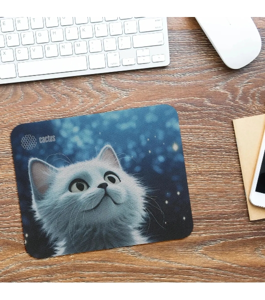 Коврик для мыши Cactus белый Cat 220x180x2мм (CS-MPC-P06XS)