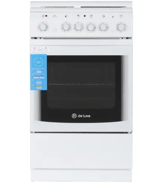 Плита комбинированная De Luxe 506022.05ГЭ (КР) ЧР 030 белый, конфорок 2 газовых и 2 электрических, духовка 54 л, 50 см x 85 см x 60 см
