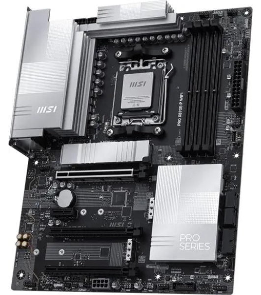 Материнская плата MSI PRO X870E-P WIFI, AM5, AMD X870E, 4xDDR5, 4xSATA, 3xM.2, 1xPCIe 5.0 x16, 1xPCIe 4.0 x4, 1xPCIe 3.0 x1, 1xHDMI, 1x5Gb LAN, Wi-Fi 7, Bluetooth 5.4, 1xUSB-C 20Gbps, 1xThunderbolt 4, 2xUSB-A 10Gbps, 2xUSB-A 5Gbps, 4xUSB-A 2.0, 3x3.5 мм, 7.1, ATX