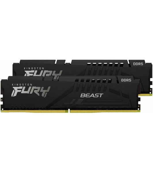 Оперативная память Kingston Fury Beast, DDR5, 32Gb (2x16Gb), 6400MHz, CL32, DIMM, с радиатором, черный