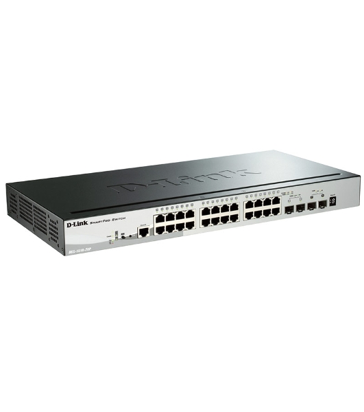 Коммутатор D-Link DGS-1510-28P/A1A, 24×1 Гбит/с + 2×1 Гбит/с SFP + 2×10 Гбит/с SFP+, управляемый
