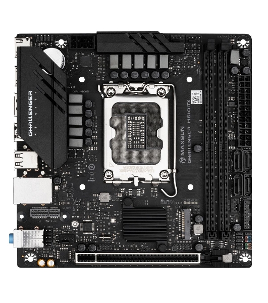 Материнская плата Maxsun MS-Challenger H610ITX 2LAN V3, LGA 1700, Intel H610, 2xDDR4, 4xSATA, 1xM.2, 1xPCI-E 4.0 x16, 2xHDMI, 1xDisplayPort, 1x 2.5Gb LAN, 2xUSB 3.2 Gen 1, 3xUSB 2.0, 3x3.5 мм, 5.1, Mini-ITX