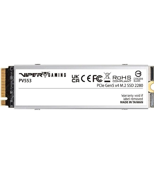 Накопитель SSD Patriot Viper PV553, 1Tb, PCIe 5.0 x4, M.2 2280, NVMe, R/W 11700/9500, активное охлаждение
