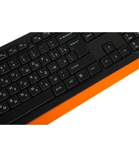 Комплект клавиатура+мышь A4Tech FStyler F1010 проводной, USB, 1600 DPI, чёрный/оранжевый
