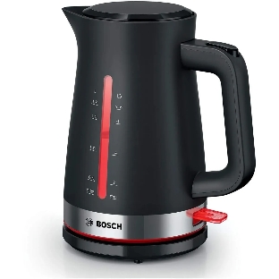 Электрочайник Bosch TWK4M223 черный, 1.7 л, 2400 Вт, скрытый нагревательный элемент