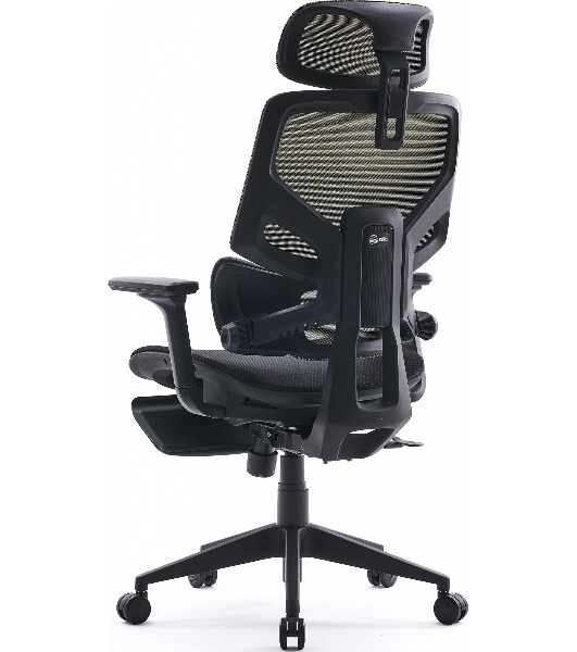 Кресло Cactus CS-CHR-MC01-LGNBK салатовый, сетка, подголовник, подставка для ног