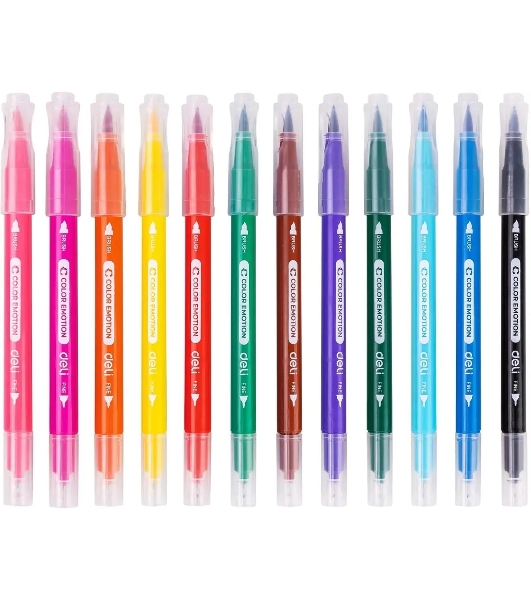 Фломастеры Deli EC151-12 Color Emotion 12 цветов, пластиковая коробка (12шт)