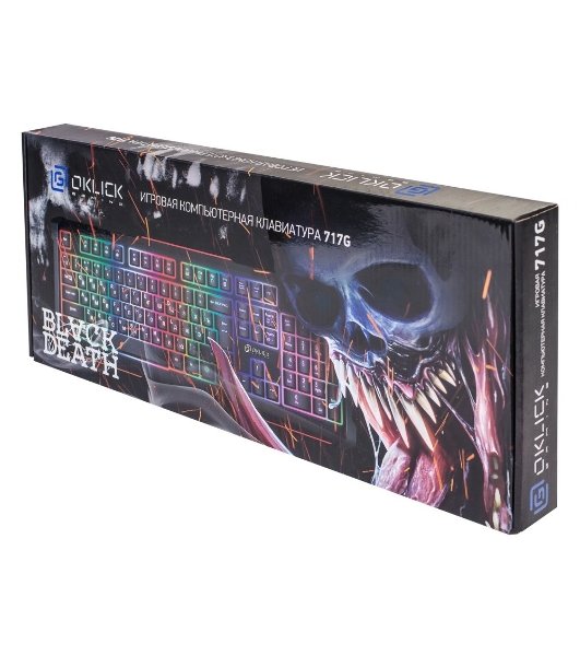 Клавиатура Oklick 717G Black Death проводная, USB Type-A, чёрный/серый