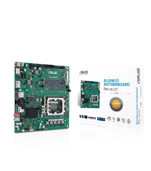Материнская плата ASUS Pro H610T-CSM, LGA 1700, Intel H610, 2xDDR5, 2xSATA, 1xM.2, 1xPCIe x1, 1xHDMI, 1xDP, 1x 1Gb LAN, 2xUSB-A 2.0, 2xUSB-A 3.2 Gen 2, 2x3.5 мм, 7.1, Thin Mini-ITX