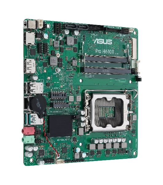 Материнская плата ASUS Pro H610T-CSM, LGA 1700, Intel H610, 2xDDR5, 2xSATA, 1xM.2, 1xPCIe x1, 1xHDMI, 1xDP, 1x 1Gb LAN, 2xUSB-A 2.0, 2xUSB-A 3.2 Gen 2, 2x3.5 мм, 7.1, Thin Mini-ITX