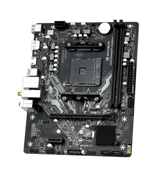 Материнская плата Maxsun MS-Challenger A520M-K WIFI, AM4, AMD A520, 2xDDR4, 3xSATA, 2xM.2, 1xPCIe 3.0 x16, 1xPCIe 3.0 x1, 1xDP, 1xHDMI, 1x1Gb LAN, Wi-Fi 5, Bluetooth 4.2, 2xUSB-A 5Gbps, 4xUSB-A 2.0, 2x3.5 мм, 5.1, mATX