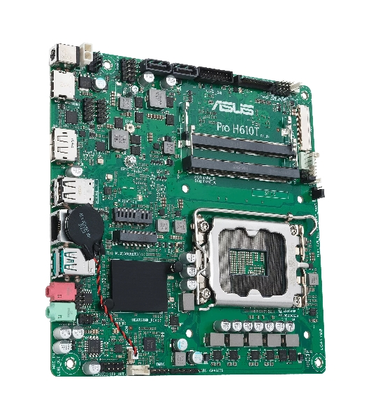 Материнская плата ASUS Pro H610T-CSM, LGA 1700, Intel H610, 2xDDR5, 2xSATA, 1xM.2, 1xPCIe x1, 1xHDMI, 1xDP, 1x 1Gb LAN, 2xUSB-A 2.0, 2xUSB-A 3.2 Gen 2, 2x3.5 мм, 7.1, Thin Mini-ITX