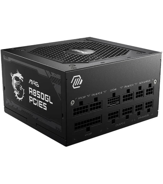 Блок питания MSI MAG A850GL PCIE5, 850W, 80 PLUS Gold, полностью модульный, ATX 3.0, PCIE5