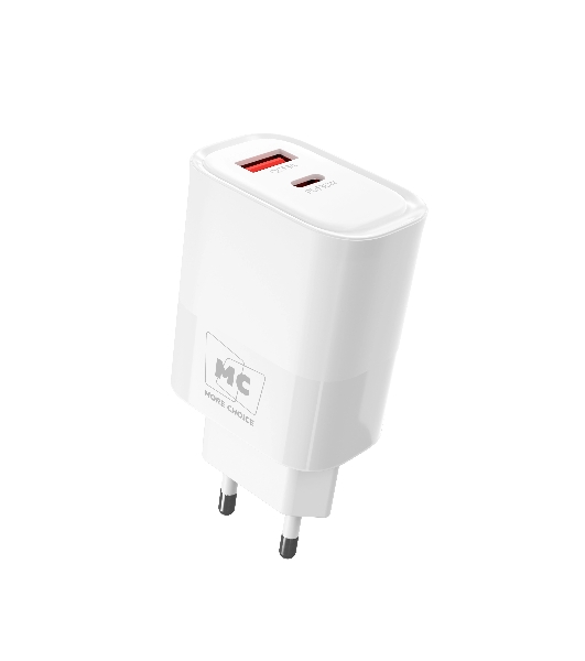 Сетевое зарядное устройство MORE CHOICE (4620202555595) NC82 1USB+1Type-C 3.0A PD 35W+QC3.0, белый