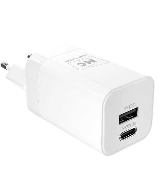 Сетевое зарядное устройство MORE CHOICE NC85a 1USB+1Type-C 3.0A PD 20W+QC3.0 Type-C Type-C, белый