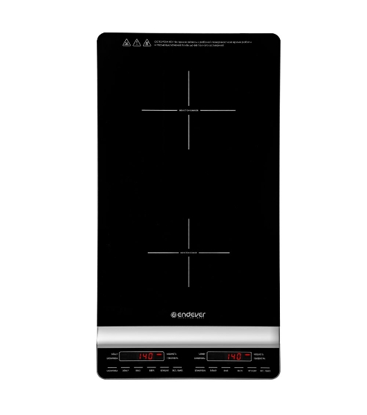 Плитка электрическая индукционного типа с двумя конфорками ENDEVER Skyline IP-67, черный, мощность 1800 Вт+1300 Вт, диаметр посуды 12-26 см, 2 шт/уп