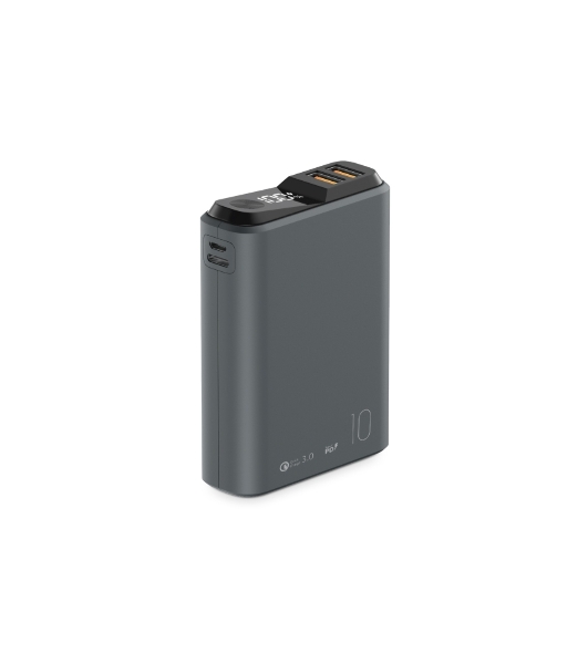 Портативный аккумулятор OLMIO QS-10, 10000mAh, 22.5W QuickCharge3.0/PowerDelivery, LCD, темно-серый