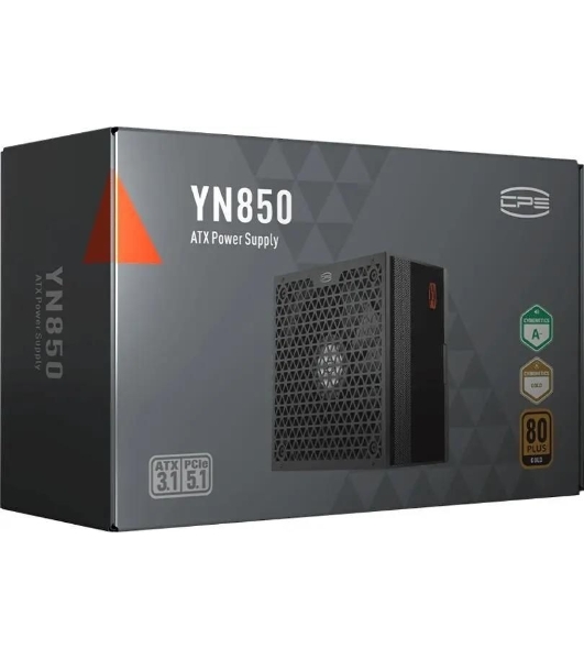 Блок питания PCCOOLER, 850W 80+ Gold (ATX, 3.1, PCIe 5.1 600W, Full modular, 1x24(20+4)pin 550мм, 2xCPU 8(4+4)pin 650мм, 3xPCIe 8(6+2)pin 500мм, 1x12V(2x6) 12+4pin 650мм, 3xSATA*3+MOLEX4pin*1 450+120+120+120мм, Active, 135x135mm, 150x150x86mm, APFC, OVP, UVP, OCP, SCP, OTP, OPP, SPD)