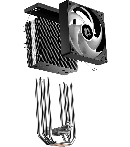 Кулер для процессора ID-COOLING SE-214-XT V2 LGA1851/1700/1200/115X/AM5/AM4 (16шт/кор, TDP 200W, PWM, 4 тепл.трубки прямого контакта, FAN 120мм, Random Spectrum Lighting) RET