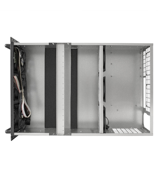 Корпус для майнинга ExeGate EX288960RUS Pro 8-650 без БП, 2*USB, 6*fan 120мм, места под: 8 видеокарт, 1 БП