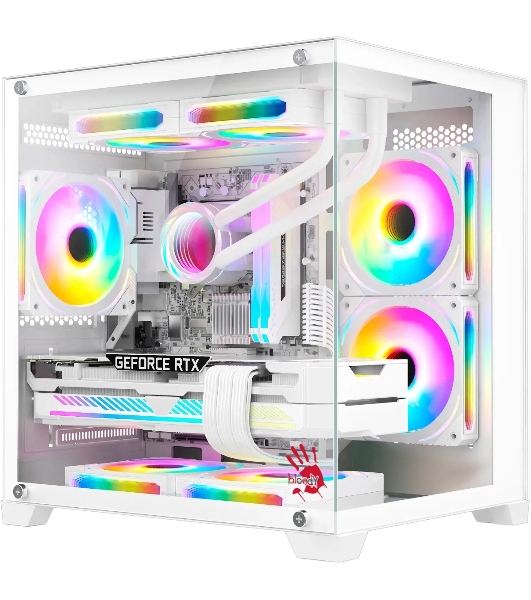 Компьютерный корпус Bloody BD-CC105 белый без БП mATX 5x120мм 1xUSB 2.0 1xUSB 3.0 audio bott PSU