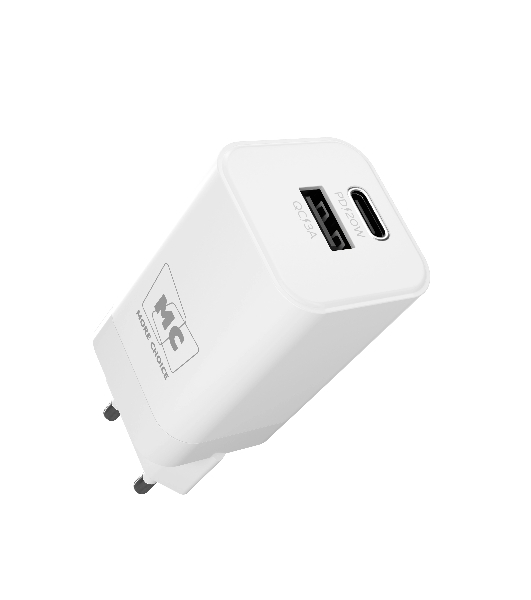 Сетевое зарядное устройство MORE CHOICE NC85a 1USB+1Type-C 3.0A PD 20W+QC3.0 Type-C Type-C, белый