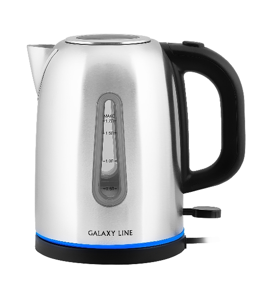 Электрочайник Galaxy GL 0366 серебристый, 1.7 л, 2200 Вт, скрытый нагревательный элемент