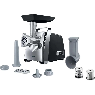 Мясорубка электрическая Bosch MFW67440 черный, 2000 Вт, 3.5 кг/мин, реверс, защита от перегрузки, насадки - 4