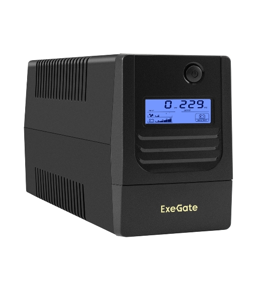 Источник бесперебойного питания ExeGate Smart LB-850.LCD.AVR.2SH (850VA/510W, LCD, AVR, 2*Schuko, батарея 12V 9Ah, черный)